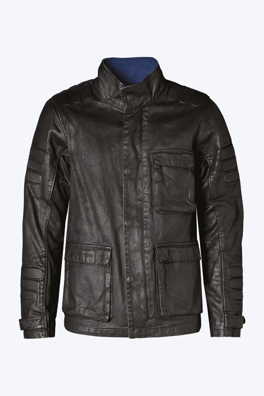 Giacca PMJ District in tessuto spalmato con rinforzi in Kevlar (taglie S-XXL,  287 euro)